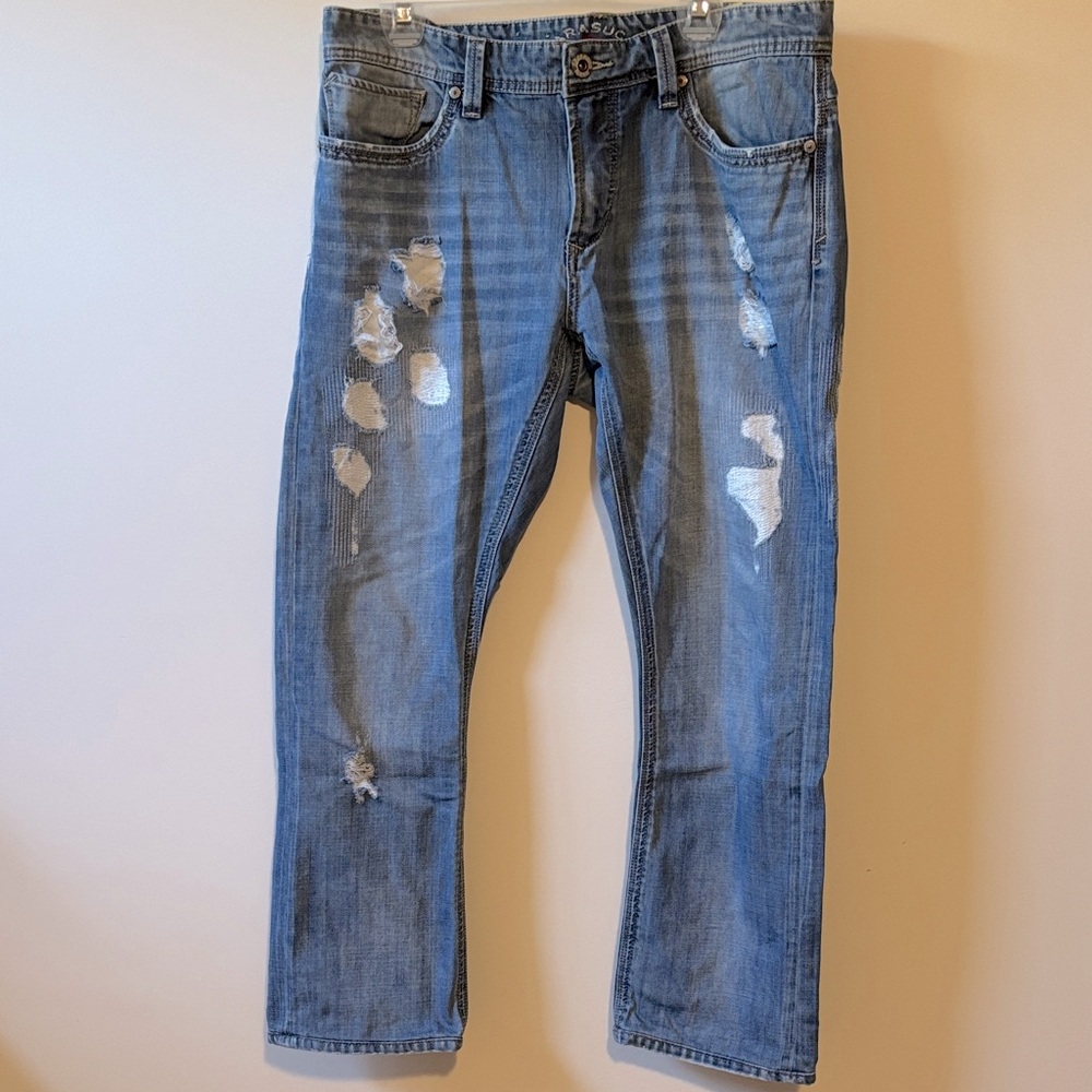 Parasuco Men's Blue Distressed Straight Jeans